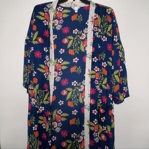 Blue Floral Duster- Womens- Time and Tru- Size XL